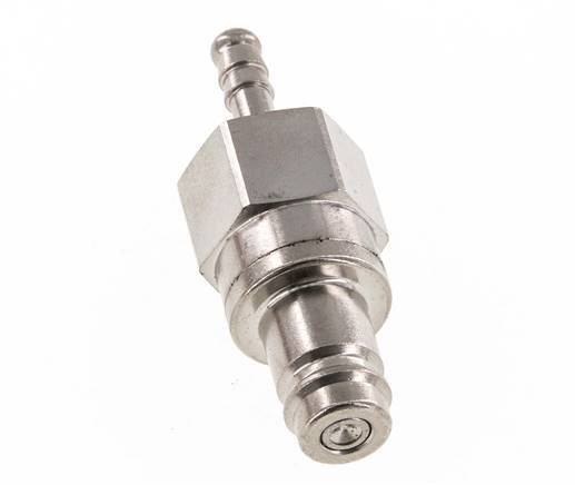 Nickel-plated Brass DN 10 Air Coupling Plug 6 mm Hose Pillar Double Shut-Off