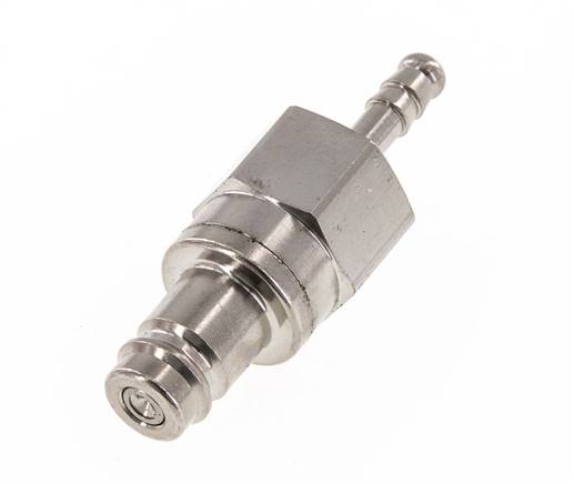 Nickel-plated Brass DN 10 Air Coupling Plug 6 mm Hose Pillar Double Shut-Off
