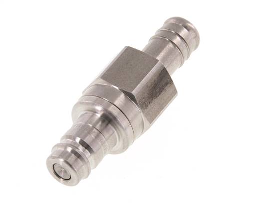 Stainless steel DN 10 Air Coupling Plug 13 mm Hose Pillar Double Shut-Off
