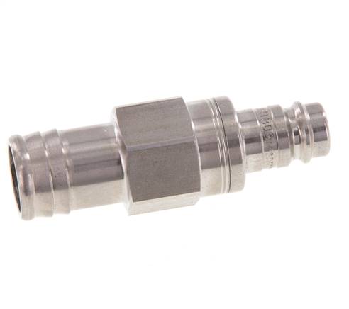 Stainless steel DN 10 Air Coupling Plug 19 mm Hose Pillar Double Shut-Off