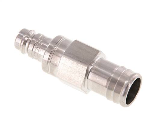 Stainless steel DN 10 Air Coupling Plug 19 mm Hose Pillar Double Shut-Off