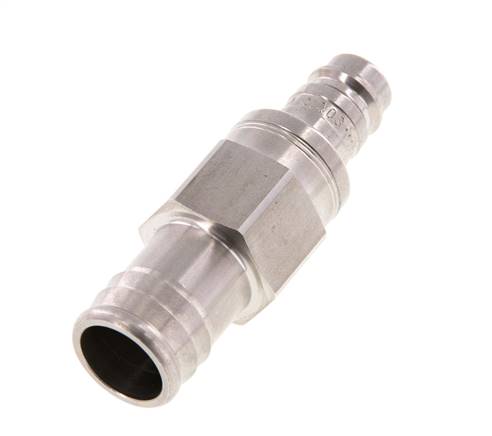 Stainless steel DN 10 Air Coupling Plug 19 mm Hose Pillar Double Shut-Off