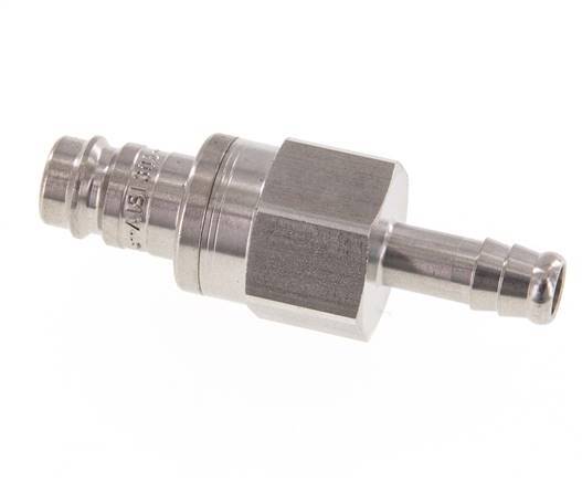 Stainless steel DN 10 Air Coupling Plug 9 mm Hose Pillar Double Shut-Off