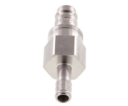 Stainless steel DN 10 Air Coupling Plug 9 mm Hose Pillar Double Shut-Off
