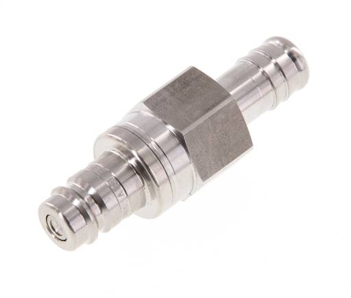 Stainless Steel 316L DN 10 Air Coupling Plug 13 mm Hose Pillar Double Shut-Off