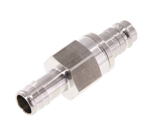 Stainless Steel 316L DN 10 Air Coupling Plug 13 mm Hose Pillar Double Shut-Off