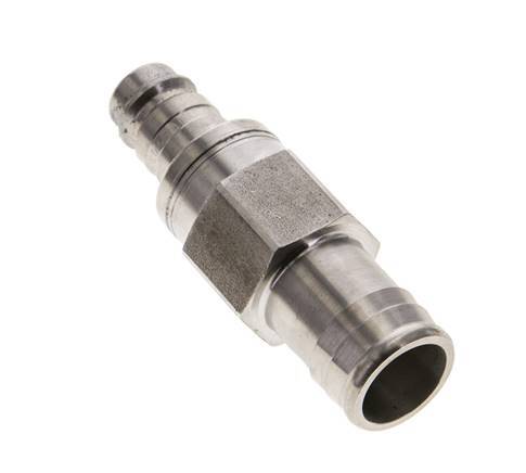 Stainless Steel 316L DN 10 Air Coupling Plug 19 mm Hose Pillar Double Shut-Off