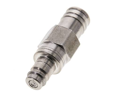 Stainless Steel 316L DN 10 Air Coupling Plug 19 mm Hose Pillar Double Shut-Off