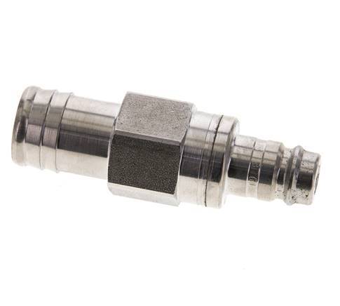 Stainless Steel 316L DN 10 Air Coupling Plug 19 mm Hose Pillar Double Shut-Off