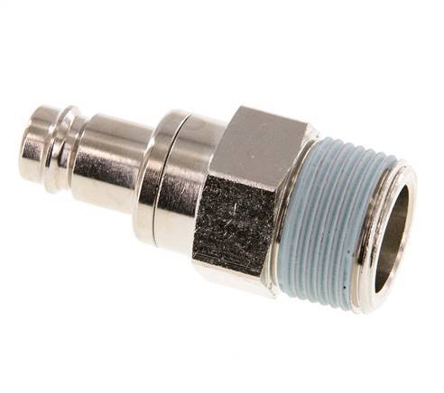 Nickel-plated Brass DN 10 Air Coupling Plug R 3/4 inch Male Double Shut-Off