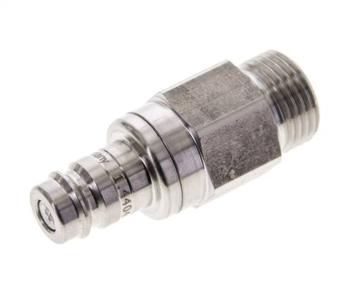 Stainless Steel 316L DN 10 Air Coupling Plug G 1/2 inch Male Double Shut-Off