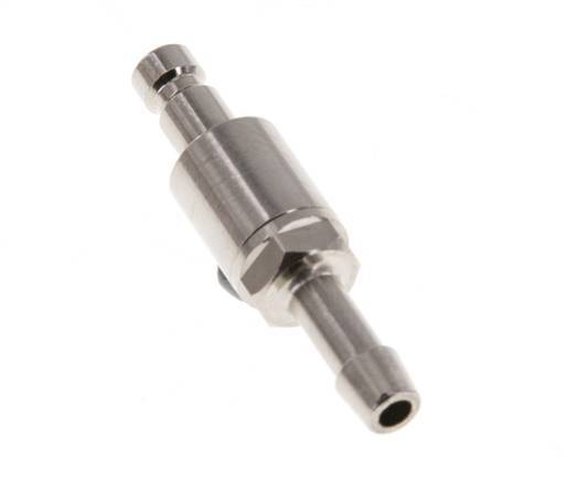 Nickel-plated Brass DN 2.7 (Micro) Air Coupling Plug 4 mm Hose Pillar Double Shut-Off