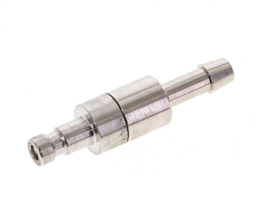 Nickel-plated Brass DN 2.7 (Micro) Air Coupling Plug 4 mm Hose Pillar Double Shut-Off