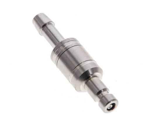 Stainless Steel 316L DN 2.7 (Micro) Air Coupling Plug 4 mm Hose Pillar Double Shut-Off