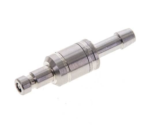 Stainless Steel 316L DN 2.7 (Micro) Air Coupling Plug 4 mm Hose Pillar Double Shut-Off