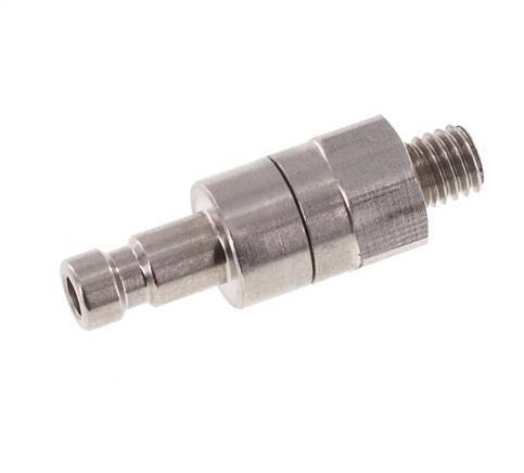 Stainless steel DN 2.7 (Micro) Air Coupling Plug M5 Male Double Shut-Off
