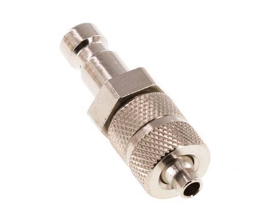 Nickel-plated Brass DN 2.7 (Micro) Air Coupling Plug 3x4.3 mm Union Nut [2 Pieces]