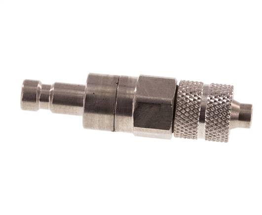 Stainless steel DN 2.7 (Micro) Air Coupling Plug 4x6 mm Union Nut Double Shut-Off
