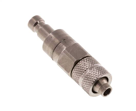 Stainless steel DN 2.7 (Micro) Air Coupling Plug 4x6 mm Union Nut Double Shut-Off