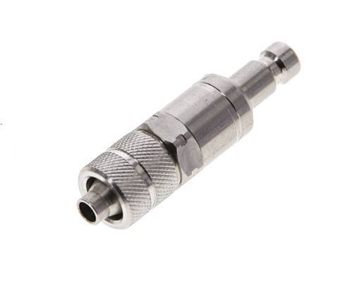 Stainless Steel 316L DN 2.7 (Micro) Air Coupling Plug 4x6 mm Union Nut Double Shut-Off