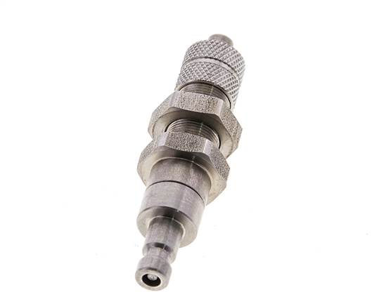 Stainless steel DN 2.7 (Micro) Air Coupling Plug 4x6 mm Union Nut Bulkhead Double Shut-Off
