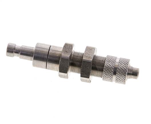 Stainless steel DN 2.7 (Micro) Air Coupling Plug 4x6 mm Union Nut Bulkhead Double Shut-Off