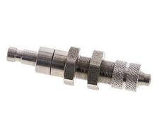 Stainless steel DN 2.7 (Micro) Air Coupling Plug 4x6 mm Union Nut Bulkhead Double Shut-Off