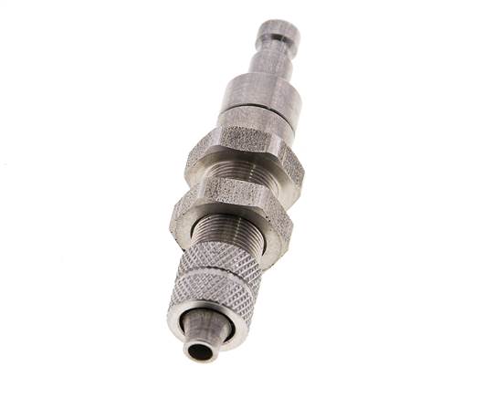 Stainless steel DN 2.7 (Micro) Air Coupling Plug 4x6 mm Union Nut Bulkhead Double Shut-Off