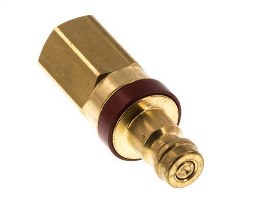 Brass DN 5 Red Air Coupling Plug G 1/8 inch Female Double Shut-Off
