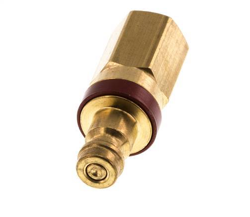 Brass DN 5 Red Air Coupling Plug G 1/8 inch Female Double Shut-Off