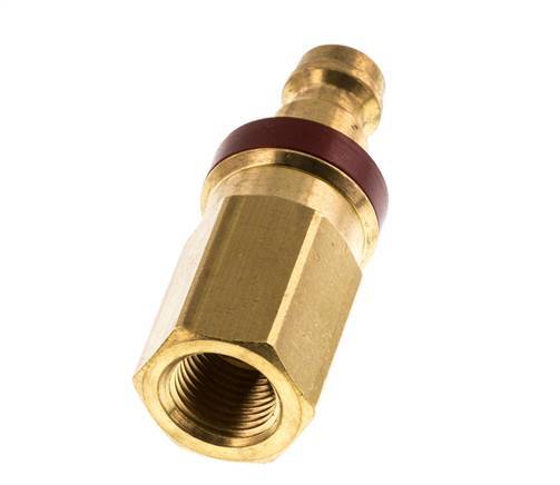 Brass DN 5 Red Air Coupling Plug G 1/8 inch Female Double Shut-Off