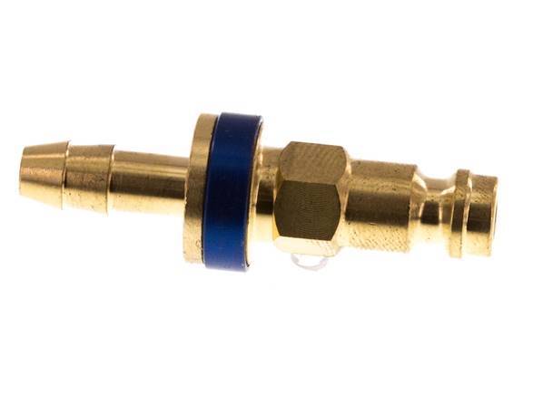 Brass DN 5 Blue-Coded Air Coupling Plug 6 mm Hose Pillar