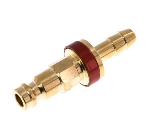 Brass DN 5 Red-Coded Air Coupling Plug 6 mm Hose Pillar