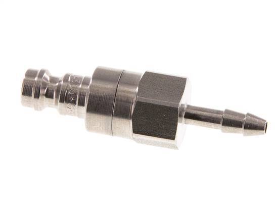 Stainless steel DN 5 Air Coupling Plug 4 mm Hose Pillar Double Shut-Off