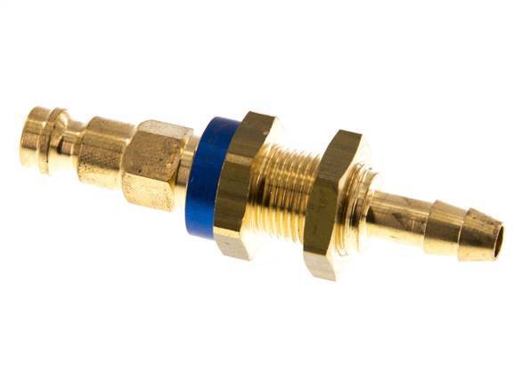 Brass DN 5 Blue-Coded Air Coupling Plug 6 mm Hose Pillar Bulkhead