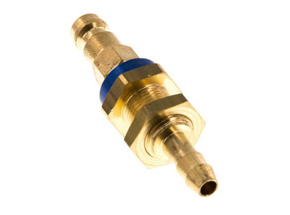 Brass DN 5 Blue-Coded Air Coupling Plug 6 mm Hose Pillar Bulkhead