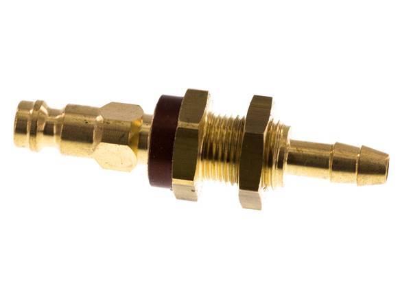 Brass DN 5 Brown-Coded Air Coupling Plug 6 mm Hose Pillar Bulkhead