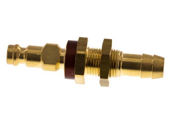 Brass DN 5 Brown-Coded Air Coupling Plug 9 mm Hose Pillar Bulkhead