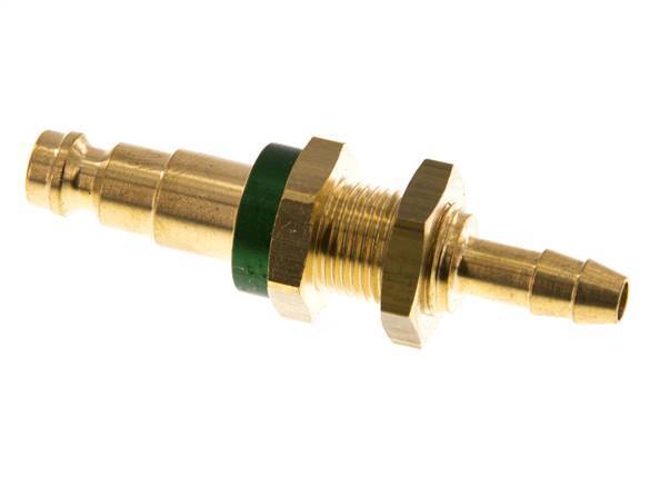 Brass DN 5 Green-Coded Air Coupling Plug 6 mm Hose Pillar Bulkhead