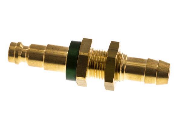 Brass DN 5 Green-Coded Air Coupling Plug 9 mm Hose Pillar Bulkhead