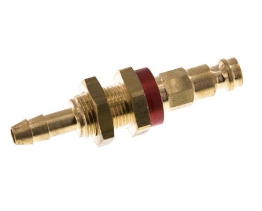 Brass DN 5 Red-Coded Air Coupling Plug 6 mm Hose Pillar Bulkhead