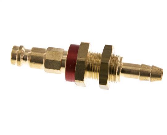 Brass DN 5 Red-Coded Air Coupling Plug 6 mm Hose Pillar Bulkhead