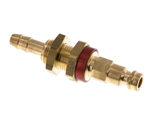 Brass DN 5 Red-Coded Air Coupling Plug 6 mm Hose Pillar Bulkhead
