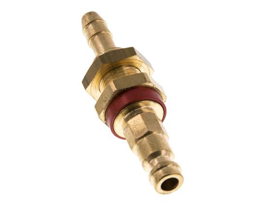 Brass DN 5 Red-Coded Air Coupling Plug 6 mm Hose Pillar Bulkhead