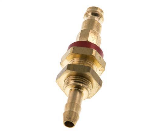 Brass DN 5 Red-Coded Air Coupling Plug 6 mm Hose Pillar Bulkhead