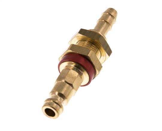 Brass DN 5 Red-Coded Air Coupling Plug 6 mm Hose Pillar Bulkhead