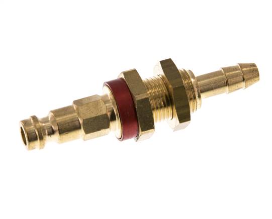 Brass DN 5 Red-Coded Air Coupling Plug 6 mm Hose Pillar Bulkhead