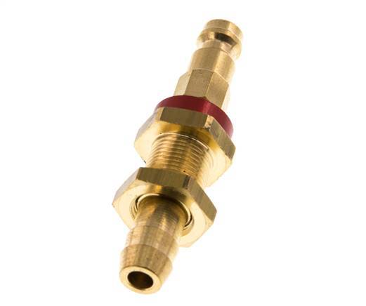 Brass DN 5 Red-Coded Air Coupling Plug 9 mm Hose Pillar Bulkhead