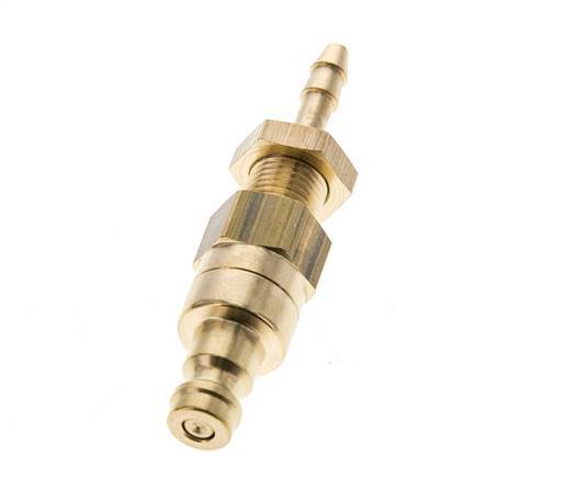 Brass DN 5 Air Coupling Plug 4 mm Hose Pillar Bulkhead Double Shut-Off