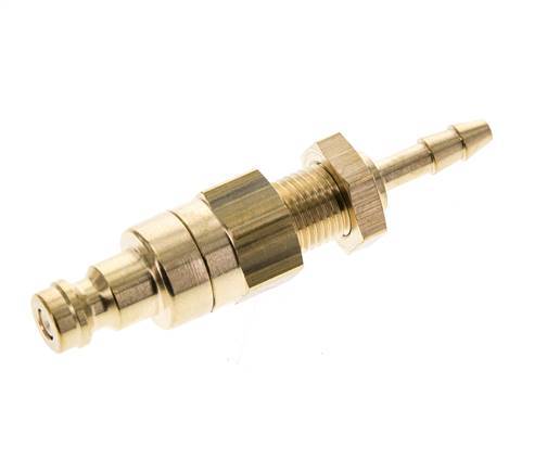 Brass DN 5 Air Coupling Plug 4 mm Hose Pillar Bulkhead Double Shut-Off